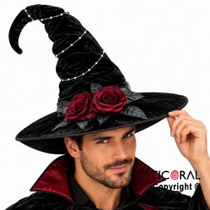 SOMBRERO BRUJA CON ROSAS